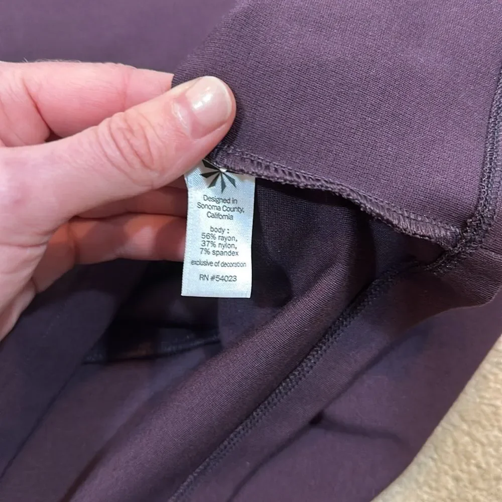 Athleta Purple Midi Longsleeve Crew Neck Ponte Zip Stretch Dress Women Medium